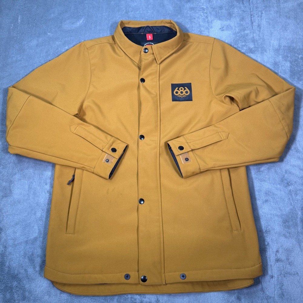 686 Mens Waterproof Coach Jacket Mustard Yellow Snowboarder Magazine L9WCST03 S